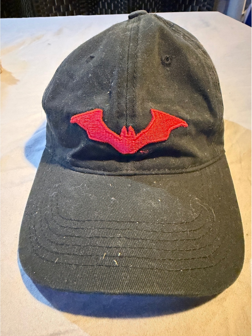 The Batman Black Adjustable Baseball Cap with Red Bat Emblem